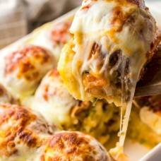 LOADED MASHED POTATO AND MEATBALL CASSEROLE