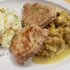 PORK CHOP AND STUFFING DINNER